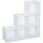 HOMCOM 6 Cube 3 Tier Ascending Shelving Storage Bookshelf White