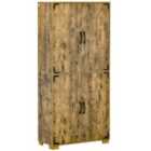 HOMCOM Farmhouse 4 Door Cabinet With Storage Shelves For Bedroom Rustic Wood