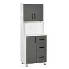 Homcom Modern Kitchen Cupboard Storage Organiser Microwave Cabinet Grey