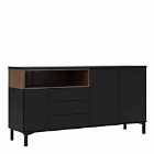 Roomers Sideboard 3 Drawers 3 Doors In Black And Walnut