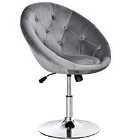 HOMCOM Velvet Button Tufted Swivel Dining Height Adjustable Armless Tub Chair Grey