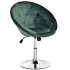 HOMCOM Velvet Button Tufted Swivel Dining Height Adjustable Armless Tub Chair Green