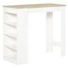 HOMCOM Bar Table w/ Built In 4 Tier Shelf White And Natural