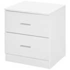 HOMCOM Bedside Table With 2 Drawers White Metal Handles