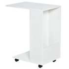 HOMCOM Mobile Over Bed Side Table For Laptop Coffee With Storage White