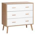 HOMCOM Chest Of 3 Drawers White And Natural Wood Angled Legs