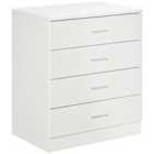 HOMCOM Chest Of 4 Drawers With Metal Rails Anti Tip White And Silver