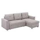 HOMCOM Upholstered Linen Look L Shaped Sofa Bed With Storage Grey