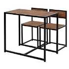 HOMCOM 3pc Bar Dining Table And 2 Stools Set Wood Effect
