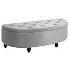 HOMCOM French Inspired Half Moon Ottoman Storage Bench Tufted Upholstered
