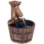 Outsunny Wooden Barrel Electric Water Fountain