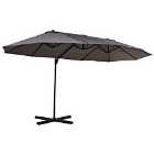 Outsunny Double Canopy Offset 2.7 x 4.4m Parasol - Grey