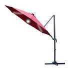 Outsunny 3m LED Cantilever Parasol w/ Base and Solar Lights - Red