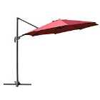 Outsunny Roma Cantilever 360 Rotation Parasol w/ Cross Base - Wine Red