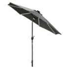 Outsunny 2.7M Garden Parasol Patio Sun Umbrella W/ Led Solar Light Grey