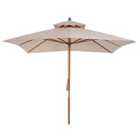 Outsunny 3M 2-tier Patio Parasol Garden Sun Umbrella Sunshade Bamboo W/ Pulley