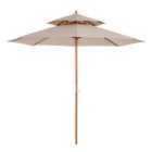 Outsunny Garden Wood Patio Parasol Sun Shade Outdoor Umbrella Canopy Beige