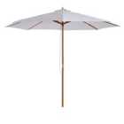 Outsunny (3M) Fir Wooden Garden Parasol Sun Shade Outdoor Umbrella Canopy Cream