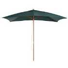 Outsunny Wooden Garden Parasol Sun Shade Patio Umbrella Canopy Green