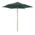 Outsunny 2.5M Wooden Garden Parasol Sun Shade Outdoor Umbrella Canopy Green
