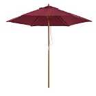 Outsunny 2.5M Wooden Garden Parasol Sun Shade Outdoor Umbrella Canopy Wine Red
