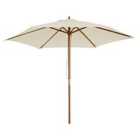 Outsunny 2.5M Wooden Garden Parasol Sun Shade Outdoor Umbrella Canopy Beige