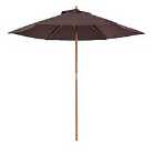 Outsunny 2.5M Wooden Garden Parasol Sun Shade Outdoor Umbrella Canopy Coffee
