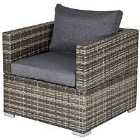 Outsunny Single Wicker Furniture Sofa Chair W/ Padded Cushion For Garden Balcony
