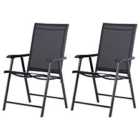 Outsunny 2pc Garden Armchairs Outdoor Patio Folding Modern Furniture - Black