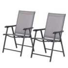 Outsunny 2pc Garden Armchairs Outdoor Patio Folding Modern Furniture - Grey