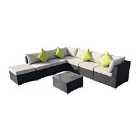 Outsunny 8Pc Rattan Sofa Garden Furniture Aluminium Outdoor Patio Set - Black