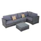 Outsunny 4 Pieces Rattan Furniture Set Sofa Chair Coffee Table Wicker Grey
