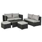 Outsunny 8Pc Outdoor Patio Furniture Set Weather Wicker Rattan Sofa Chair Black
