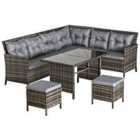 Outsunny 6 Pcs Patio Wicker Sofa Set Rattan Chair Furniture W/ Glass and Cushioned