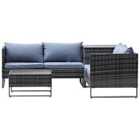 Outsunny 4Pcs Patio Rattan Sofa Garden Furniture Set Table W/ Cushions 4 Seater