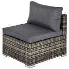 Outsunny Garden Furniture Rattan Single Middle Sofa - Grey