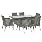 Outsunny 7Pc Rattan Garden Furniture Dining Set Wicker Patio Conservatory Seater