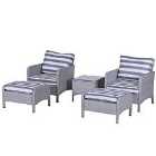 Outsunny 5Pcs Outdoor Patio Furniture Set Wicker Conversation Set Grey