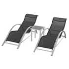 Outsunny Rattan 3 Pieces Lounge Chair Set Garden Sunbathing Chair With Table