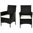 Outsunny 2Pc Outdoor Rattan Armchair Wicker Dining Chair Set For Garden Coffee