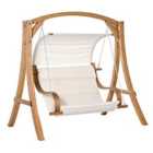 Outsunny Wooden Porch A-frame Swing Chair W/ Canopy And Cushion For Patio Garden