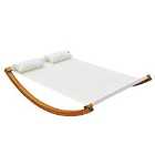 Outsunny Wood Frame Hammock Swing/Sun Bed/Lounger Bed with 2 Pillows