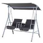 Outsunny 2 Person Covered Patio Swing With Pivot Table and Storage Console