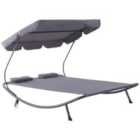 Outsunny Double Hammock Sun Lounger w/ Stand and 2 Pillows