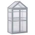 Outsunny 80x47x138cm Wood Cold Frame Greenhouse For Plants Pc Board Grey