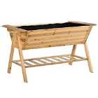 Outsunny Free Standing Wooden Planter Garden Raised Bed W/ Shelf 148.5x79x82cm