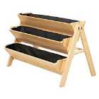 Outsunny 3 Tier Wooden Garden Raised Bed Plant Bed With Clapboard And Hooks