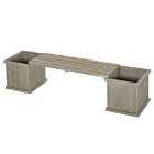 Outsunny Wooden Garden Planter and Bench Combination Raised Bed Grey