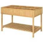 Outsunny Wooden Herb Planter Stand 8 Cubes Bottom Shelf Raised Bed Natural