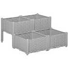 Outsunny 4-piece Plastic Elevated Flower Bed - Grey